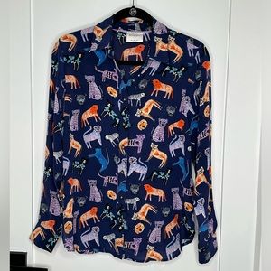 “The Art of Anthropologie Featuring Carolyn Gavin” Navy Painted Cats Top, 4